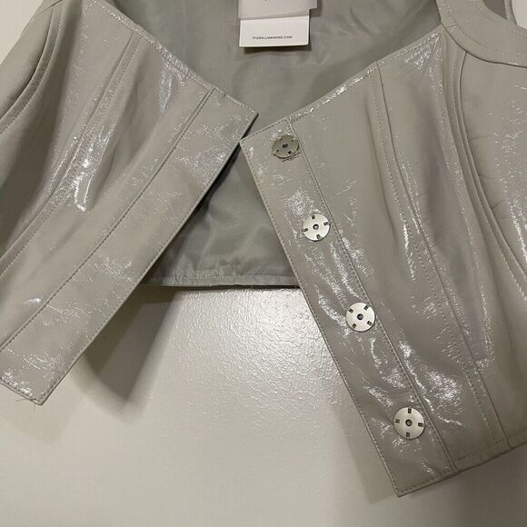NEW! 7 for all mankind patent faux leather cropped ash gray bustier top Small - Picture 4 of 5